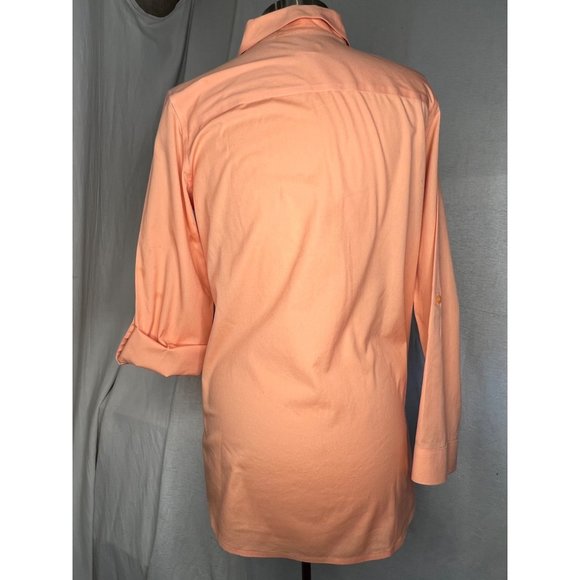 Chicos, orange button front blouse size 0/US4XS  no iron long sleeve - Picture 5 of 14